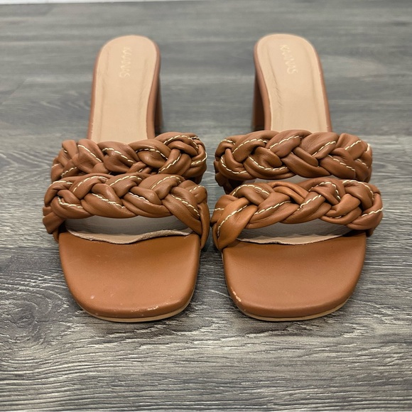 Kaanas Brown Braided Block Sandal Heels Size 10 - Picture 2 of 12